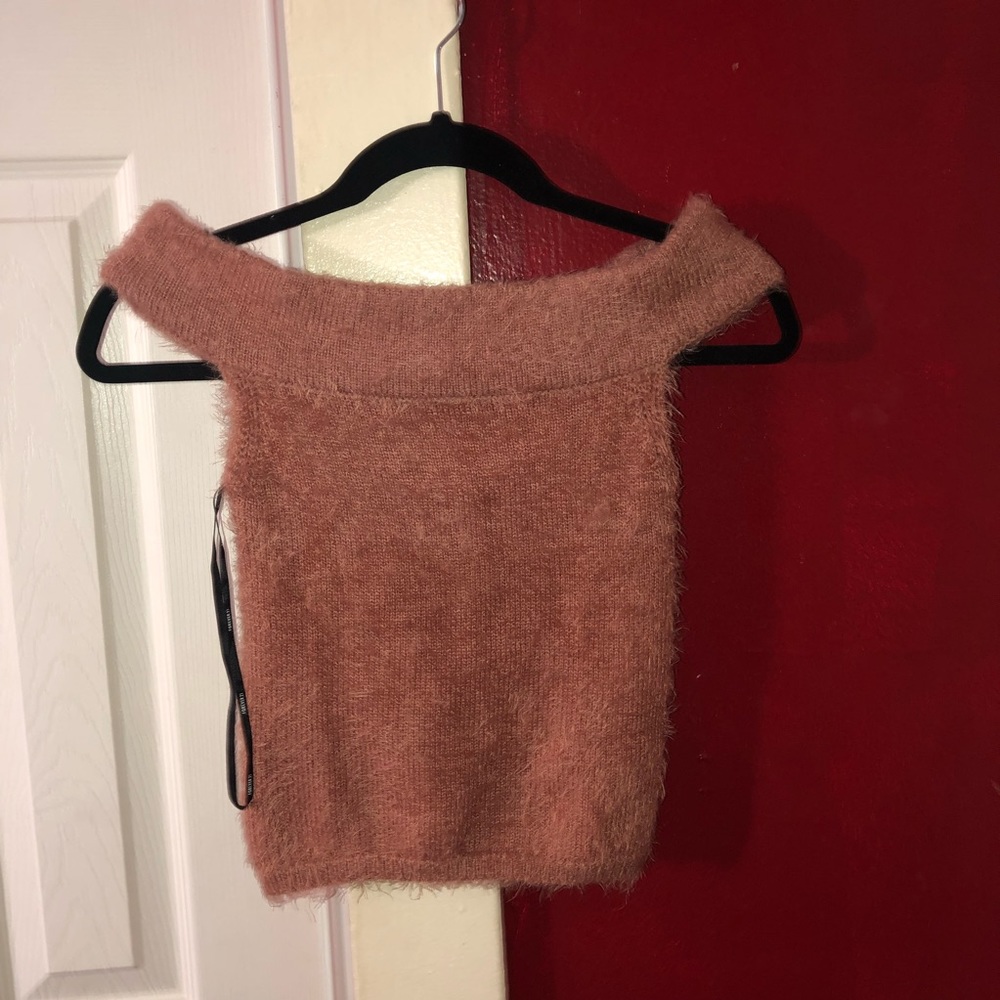 Off the shoulder fuzzy top